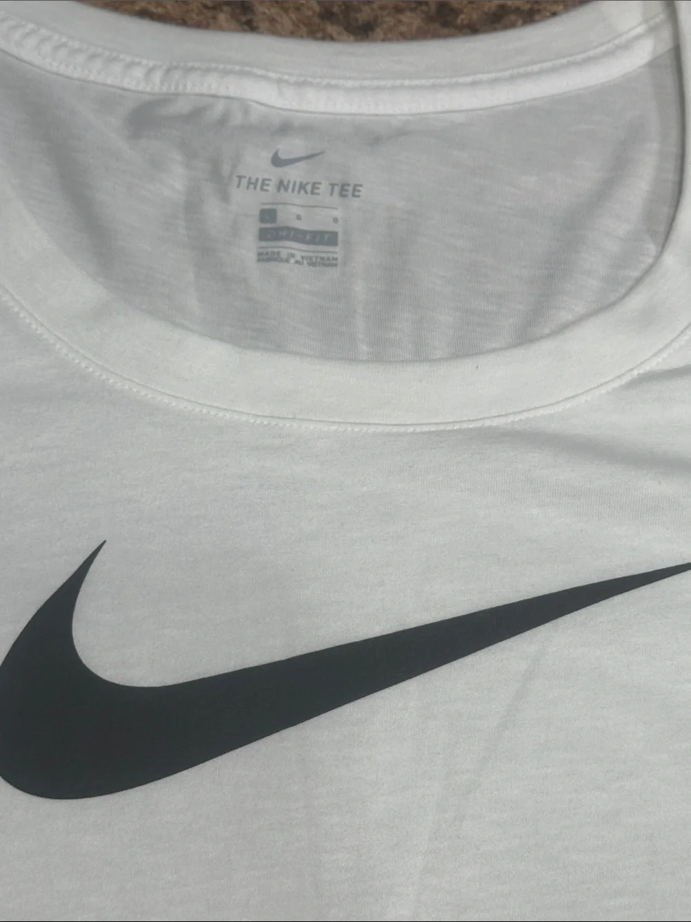 NWT Nike White Short Sleeve Tee with Black Swoosh Large